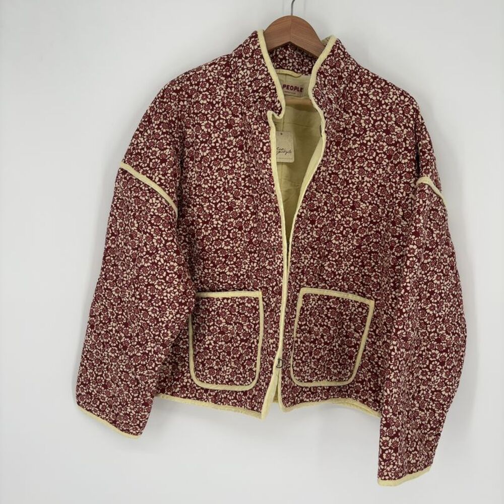 Free People Chloe Jacket Top Floral Print Quilted Dolman Long Sleeve